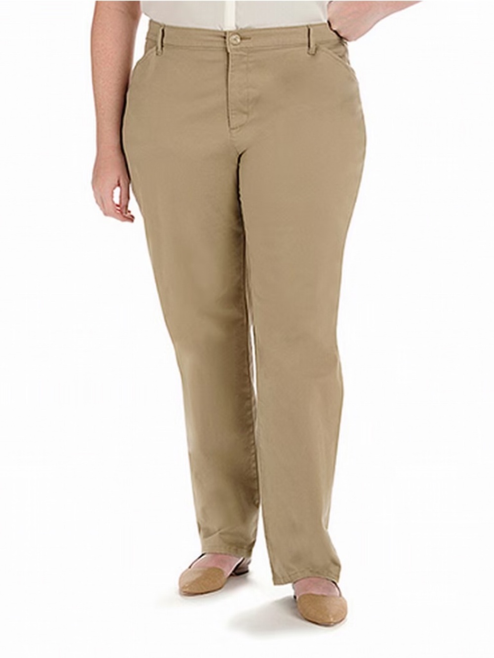 Lee Women’s 14 Short Relaxed Fit Straight Khaki Leg Pants